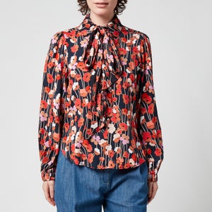 See By Chloe Women's Floral Print Tie Neck Blouse - Multi