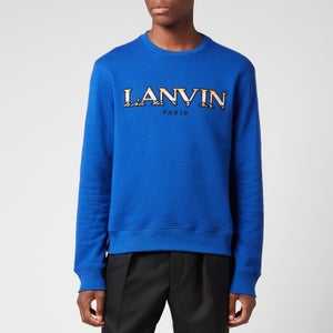 Lanvin Men's Curb Lace Embroidered Sweatshirt - Klein Blue