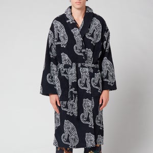 Desmond & Dempsey Men's Tiger Print Towel Robe - Black/Cream