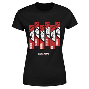 Money Heist Multi Mask Women's T-Shirt - Zwart