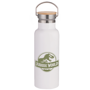 Jurassic World Green Logo Portable Insulated Water Bottle - White