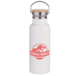 Jurassic World Pink Logo Portable Insulated Water Bottle - White