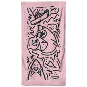 Jaws Pink Doodle Beach Towel