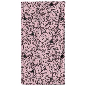 Jaws Pink Doodle Pattern Beach Towel