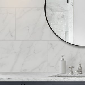 Calacatta Gloss Marble Effect Porcelain Wall & Floor Tile - 315 x 615mm - 1.16sqm Pack