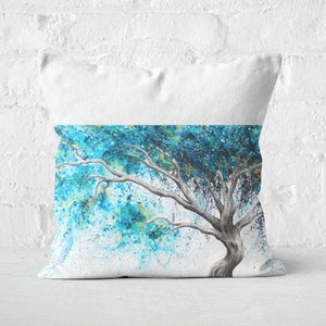 Blue Crystal Dream Tree Square Cushion