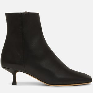 Mansur Gavriel Women's Square Toe Leather Heeled Ankle Boots - Black