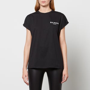 Balmain Women's Flocked Logo T-Shirt - Eco Design - Black/White