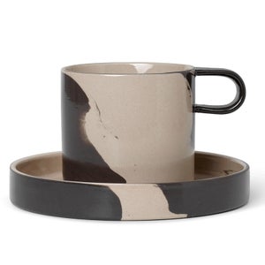 Ferm Living Inlay Cup With Saucer - Sand Brown