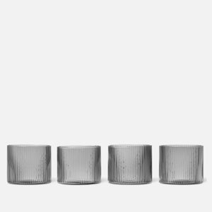 Ferm Living Ripple Low Glasses - Set of 4 - Smoked Grey