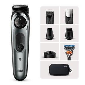 Beard Trimmer with 4 attachments, Gillette Razor and Charging Stand