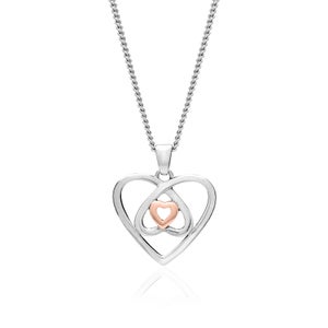 Silver and Rose Gold Celtic Heart Pendant