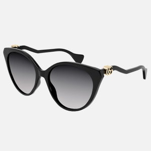 Gucci Women's Cat Eye Wave Detail Acetate Sunglasses - Black/ Grey