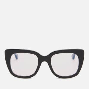 Gucci Women's Square Cat Eye Acetate Blue Light Glasses - Black/Pink
