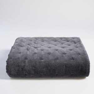 ïn home Cotton Velvet Throw - Dark Grey