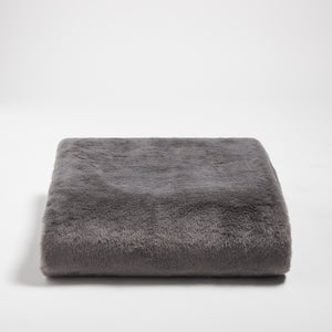 ïn home Recycled Polyester Faux Fur Throw - Dark Grey