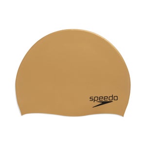 Hat Gold Brand New Speedo Plain Flat Silicone Swimming Cap 
