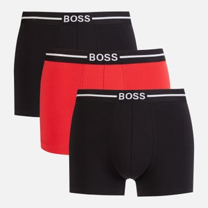 BOSS Bodywear Men's 3-Pack Organic Cotton Trunks - Black/Red/Black