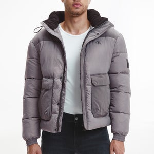 Calvin Klein Jeans Men's Ripstop Non Down Hooded Puffer Jacket - Fossil Grey