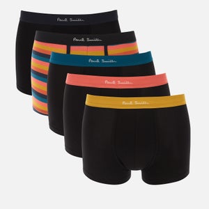 PS Paul Smith Men's 5-Pack Stripe and Plain Boxer Briefs - Black/Multi