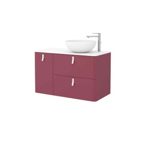 Sketch 900mm Left Hand Inset Basin and Unit (Legs Included) - Pomegranate Red