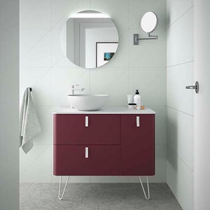 Sketch 900mm Right Hand Wash Bowl and Unit (Legs Included) - Pomegranate Red