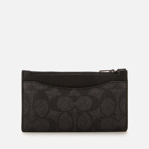 Coach Men's Zip Card Case In Signature Canvas - Charcoal
