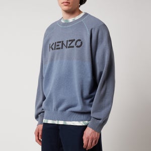 KENZO Men's Kenzo Logo Garment Dye Jumper - Glacier