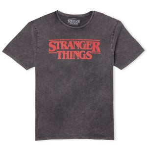 Stranger Things Logo Men's T-Shirt - Black Acid Wash