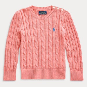 Ralph Lauren Girls' Cable Knit Sweatshirt - Desert Rose