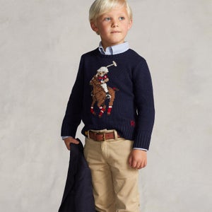 Ralph Lauren Boys' Long Sleeve Bear Sweatshirt - Navy