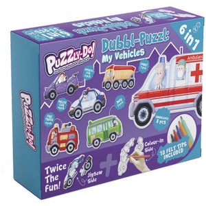 Puzzly-Do My Vehicles Dubbl-Puzzl Jigsaw and Colouring
