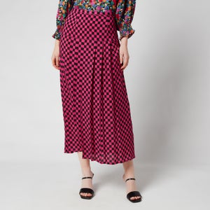 RIXO Women's Nancy Skirt - Checkerboard Fuchsia