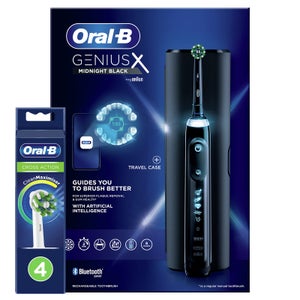 Oral-B Genius X Black Electric Toothbrush with Travel Case + 4 Refills