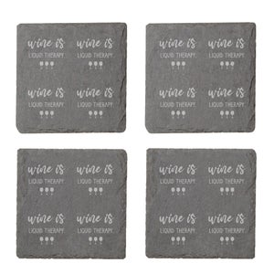 Wine Is Liquid Therapy Engraved Slate Coaster Set