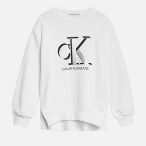 Calvin Klein Girls' Contrast Monogram Sweatshirt - White