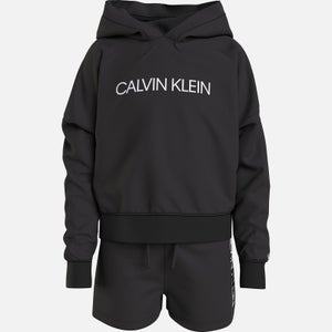 Calvin Klein Girls' Logo Boxy Hoodie Sweatshorts Set - Black