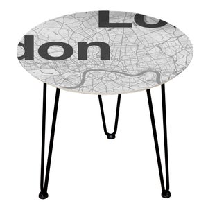 Decorsome London Minimalist Map Wooden Side Table