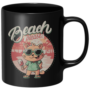 Beach Please Mug - Black