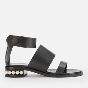 Nicholas Kirkwood Women's 25mm Casati Leather Triple Strap Sandals - Black