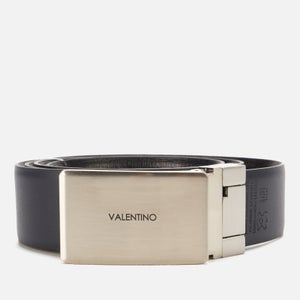 Valentino Bags Men's Bourbon Silver Solid Buckle Belt - Black/Silver