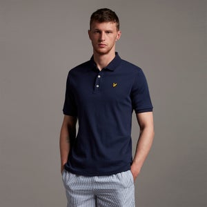 Ribbed Jersey Polo Shirt - Navy