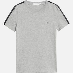 Calvin Klein Boys' Logo Tape Fitted T-Shirt - Light Grey Heather