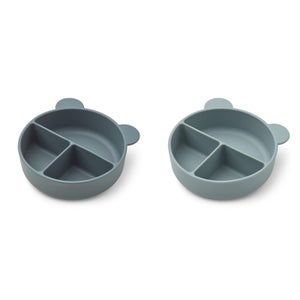 Liewood Connie Divider Bowl 2-Pack - Whale Blue Mix