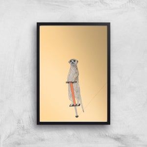 Meerkat On A Pogo Stick Giclee Art Print