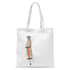 Meerkat On A Pogo Stick Tote Bag - White