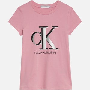 Calvin Klein Girl's Contrast Monogram T-Shirt - Soft Berry