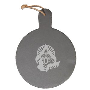 Colloquial Flower Engraved Slate Cheese Board