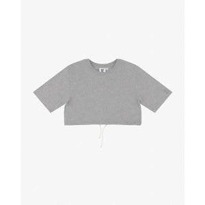 Cotton Crop Drawstring T-Shirt - Grey Marl