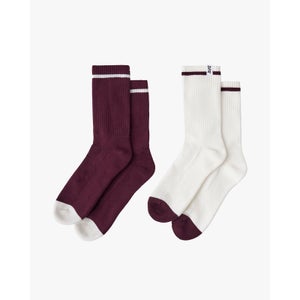 Branded Sport Socks 2 Pack - Milk/Plum